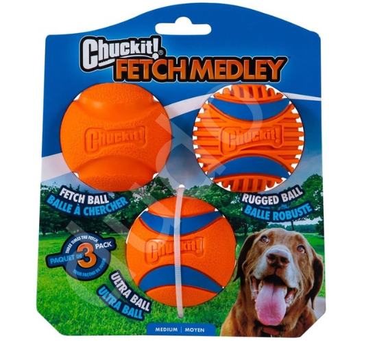 Chuckit! Fetch Medley (Gen 3) 3'lü Köpek Oyun Topu (Orta Boy)