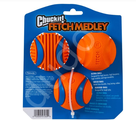Chuckit! Fetch Medley (Gen 3) 3'lü Köpek Oyun Topu (Orta Boy)