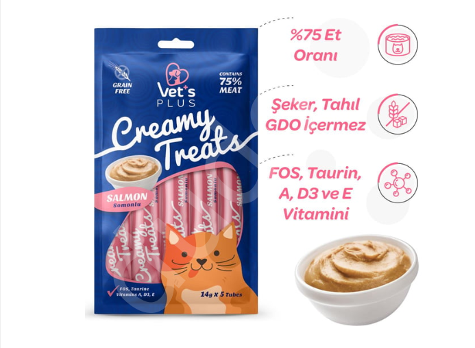 Vet's Plus Okyanus Balıklı Krema Kedi Ödül Maması 14gr (5'li)