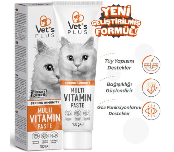 Vet's Plus Multi-Vitamin Taurinli Malt Kedi Macunu 100gr
