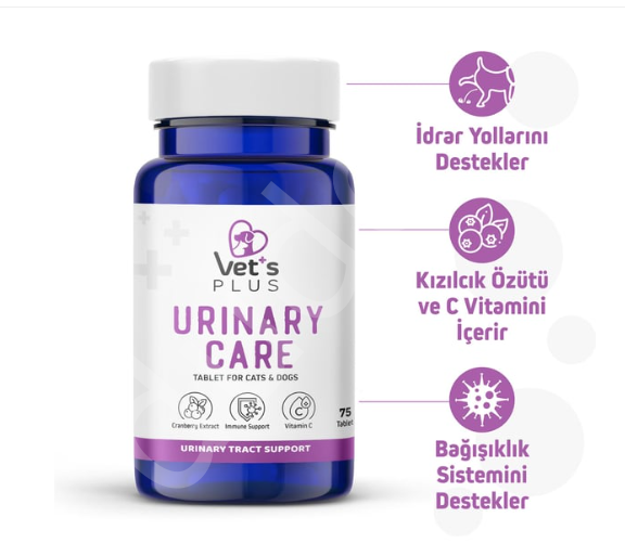 Vet's Plus Urinary Care Kedi ve Köpek İçin İdrar Sağlığı Sistem Destekleyici Tablet (75'li)