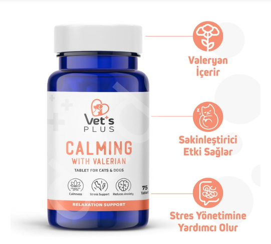 Vet's Plus Calming Kedi ve Köpek İçin Sakinleştirici Tablet (75'li)