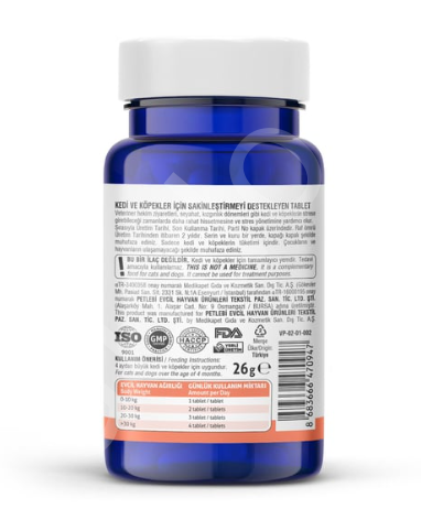 Vet's Plus Calming Kedi ve Köpek İçin Sakinleştirici Tablet (75'li)