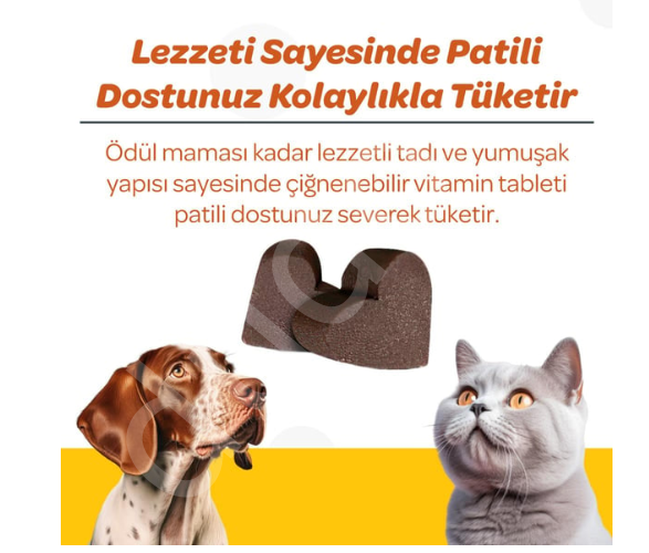 Vet's Plus Immune Kedi ve Köpekler İçin Bağışıklık Sistemi Destekleyici Çiğnenebilir Tablet (60'lı)