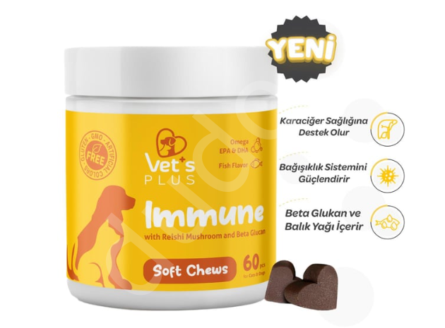 Vet's Plus Immune Kedi ve Köpekler İçin Bağışıklık Sistemi Destekleyici Çiğnenebilir Tablet (60'lı)