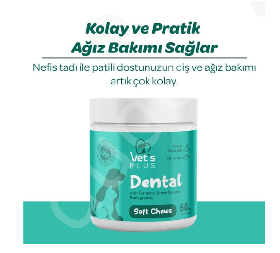 Vet's Plus Dental Kedi ve Köpekler İçin Diş Bakımı Çiğnenebilir Tablet (60'lı)