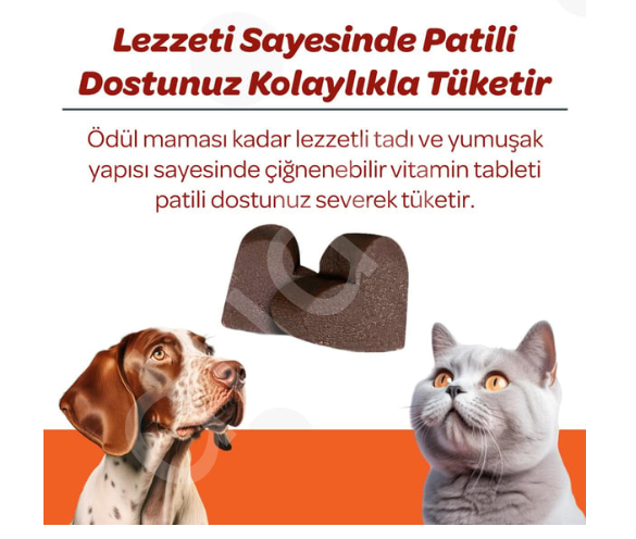 Vet's Plus Multi-Vitamin Kedi ve Köpekler İçin Spirulinalı Çiğnenebilir Tablet (60'lı)