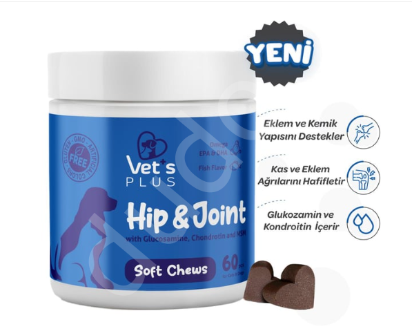 Vet's Plus Hip&Joint Kedi ve Köpekler İçin Eklem Destekleyici Çiğnenebilir Tablet (60'lı)