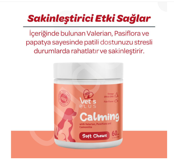 Vet's Plus Calming Kedi ve Köpekler İçin Sakinleştirici Çiğnenebilir Tablet (60'lı)