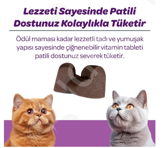 Vet's Plus Sterilised Kısırlaştırılmış Kediler İçin Yaban Mersinli Çiğnenebilir Tablet (60'lı)