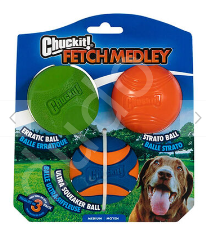 Chuckit! Fetch Medley (Gen 2) 3'lü Köpek Oyun Topu (Orta Boy)