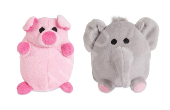 Zoobilee 2'li Peluş Sesli Köpek Oyuncağı (Fil/Domuz)