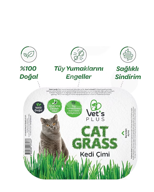 Vet's Plus %100 Doğal Fileli Kedi Çimi