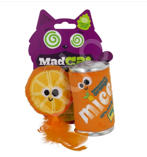 Mad Cat Orange Mice Soda Kedi Otlu ve Matatabili 2'li Kedi Oyuncağı