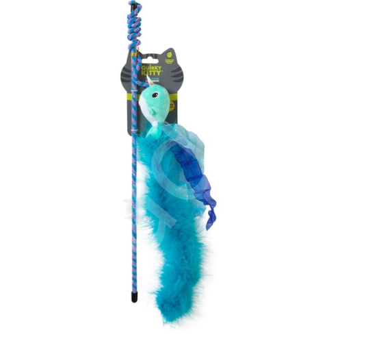 Quirky Kitty Nifty Narwhal Kedi Otlu Hışırtılı ve Tüylü Kedi Oltası