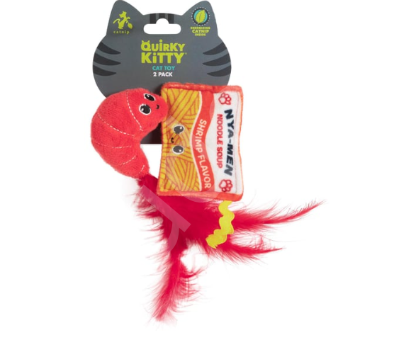 Quirky Kitty Shrimp Ramen Kedi Otlu ve Matatabili 2'li Kedi Oyuncağı