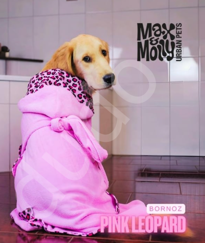 Max & Molly Leopard Pink Köpek Bornozu