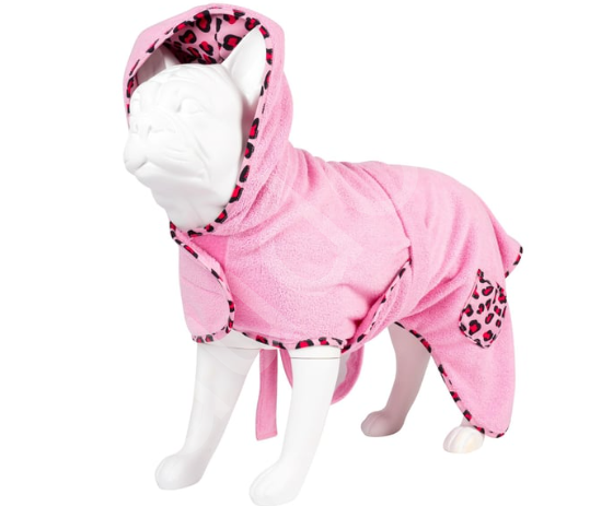 Max & Molly Leopard Pink Köpek Bornozu