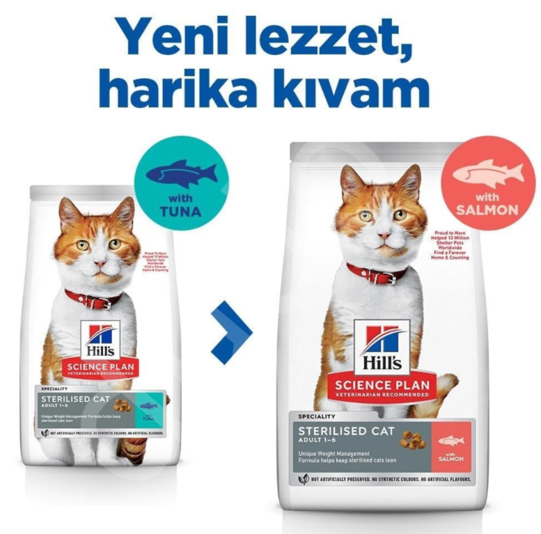 Hill's SP Somon Kısırlaştırılmış Yetişkin Kedi Maması  8+2 KG