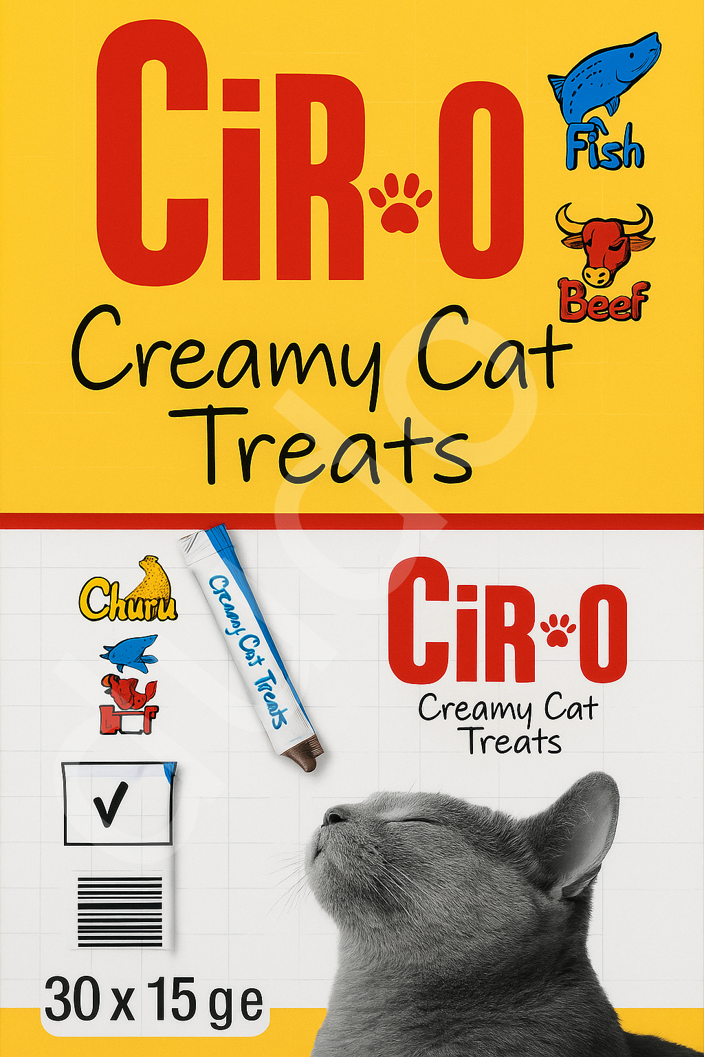 CiR-O Tavuklu Sıvı Kedi Ödül Maması 30'lu Kutu (30 x 15 g)